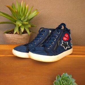 Steve Madden Blue Child Girl Size 3M High Top Emoji Skater Trend Sneakers